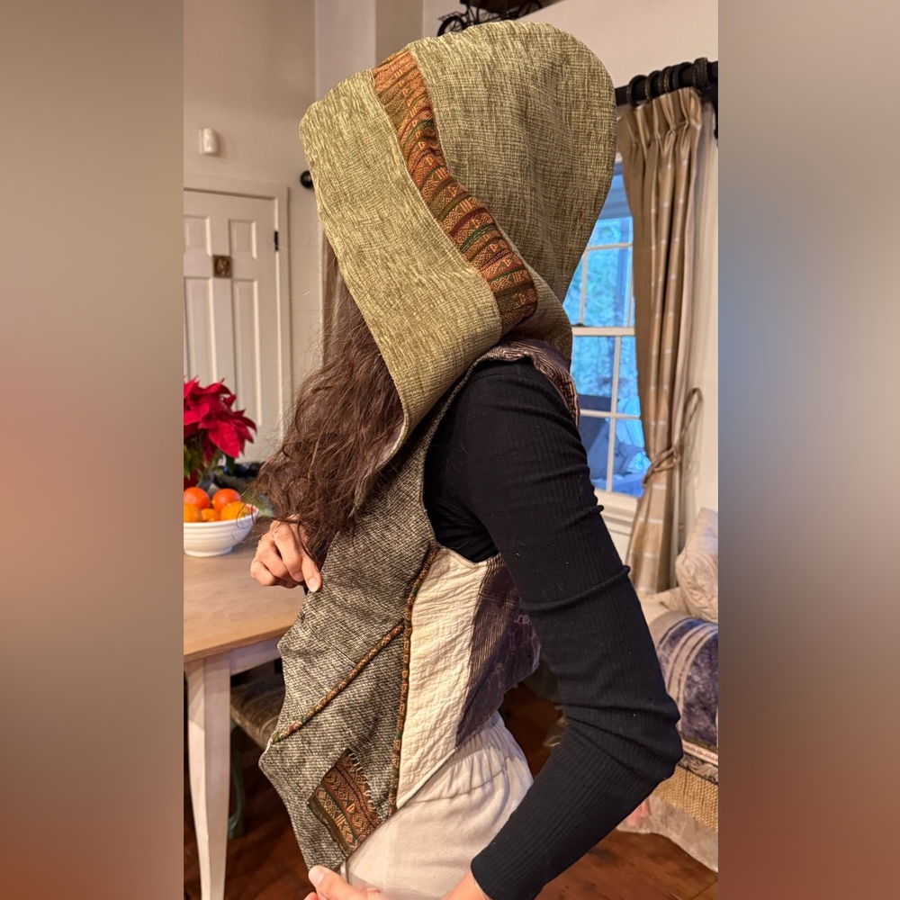Bohemian Patchwork Hooded Vest